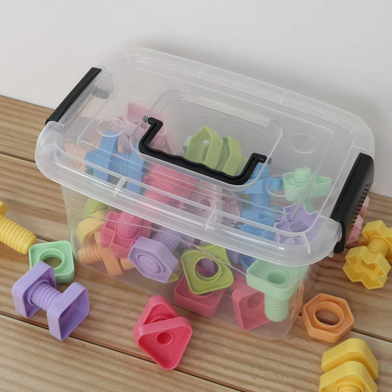 Doryh 5 L Plastic Storage Bin with Lid, Clear Transparent Box With Black Handles Set of 6 - Image 4